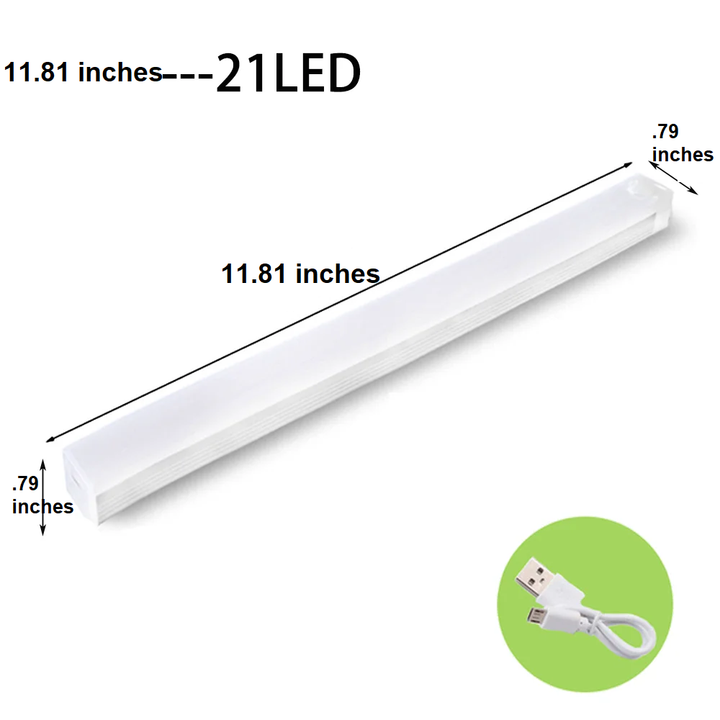 Bright LED under cabinet light with motion sensor. Rechargeable, energy-saving, & easy for kitchen or closet.