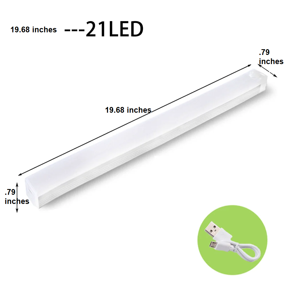 Sleek wireless motion sensor LED bar for dark closets, hallways, or pantries. Provides smart night lighting.