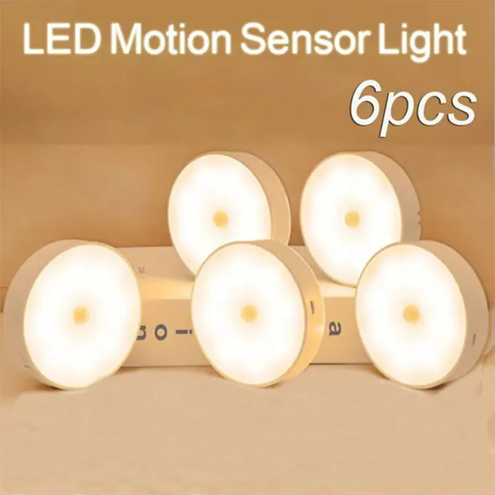 Magnetic wireless motion sensor LED night light, perfect for automatic lighting in cabinets, stairs & hallways.
