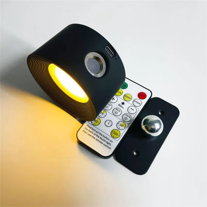 LumoFlex wireless lamp charging via USB, showing the charging port and indicator light