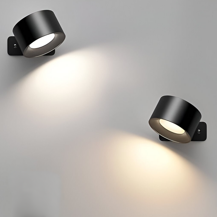 Close-up of LumoFlex wireless dimmable wall lamp, showing magnetic holder and LED strip