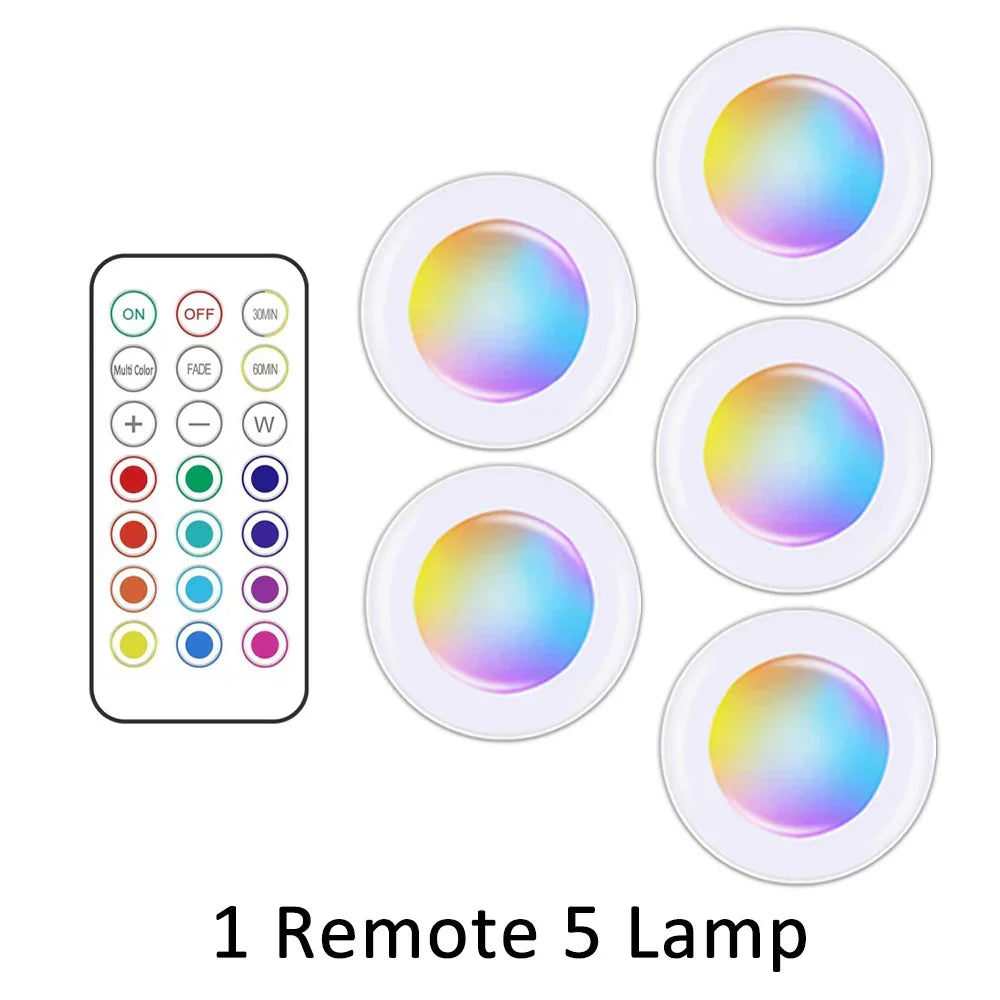 Brighten your space with wireless RGB LED under cabinet lighting, remote controlled for custom colors.