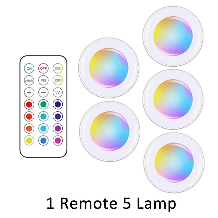 Brighten your space with wireless RGB LED under cabinet lighting, remote controlled for custom colors.