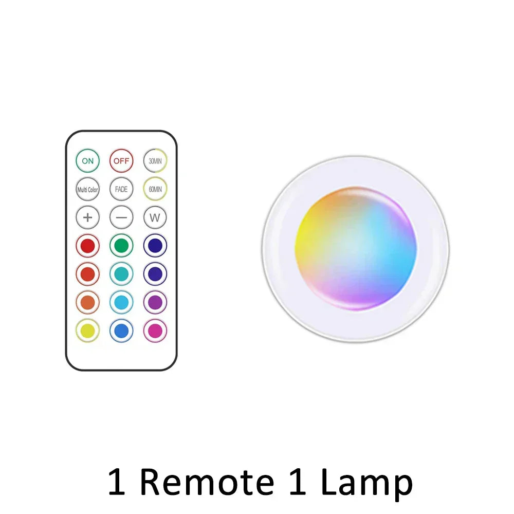 Easy to install wireless RGB LED lights, stick-on under cabinet for instant mood & accent lighting.