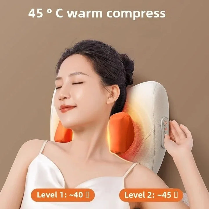 Auron portable Shiatsu massage pillow with heat therapy for deep muscle relief