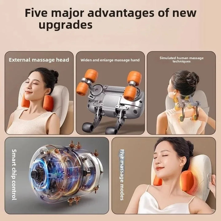 Unisex wireless massager with soothing heat function, ideal for neck and shoulder pain