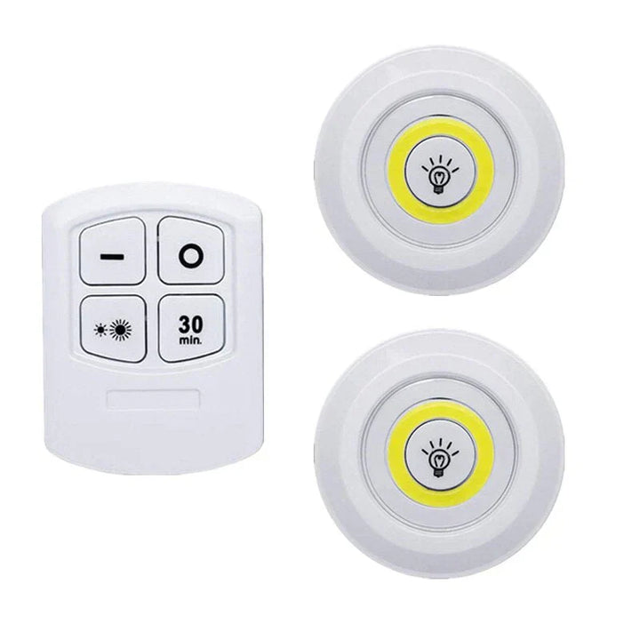 Energy saving smart LED puck lights, wireless & battery operated. Convenient closet, display, or under cabinet lighting.