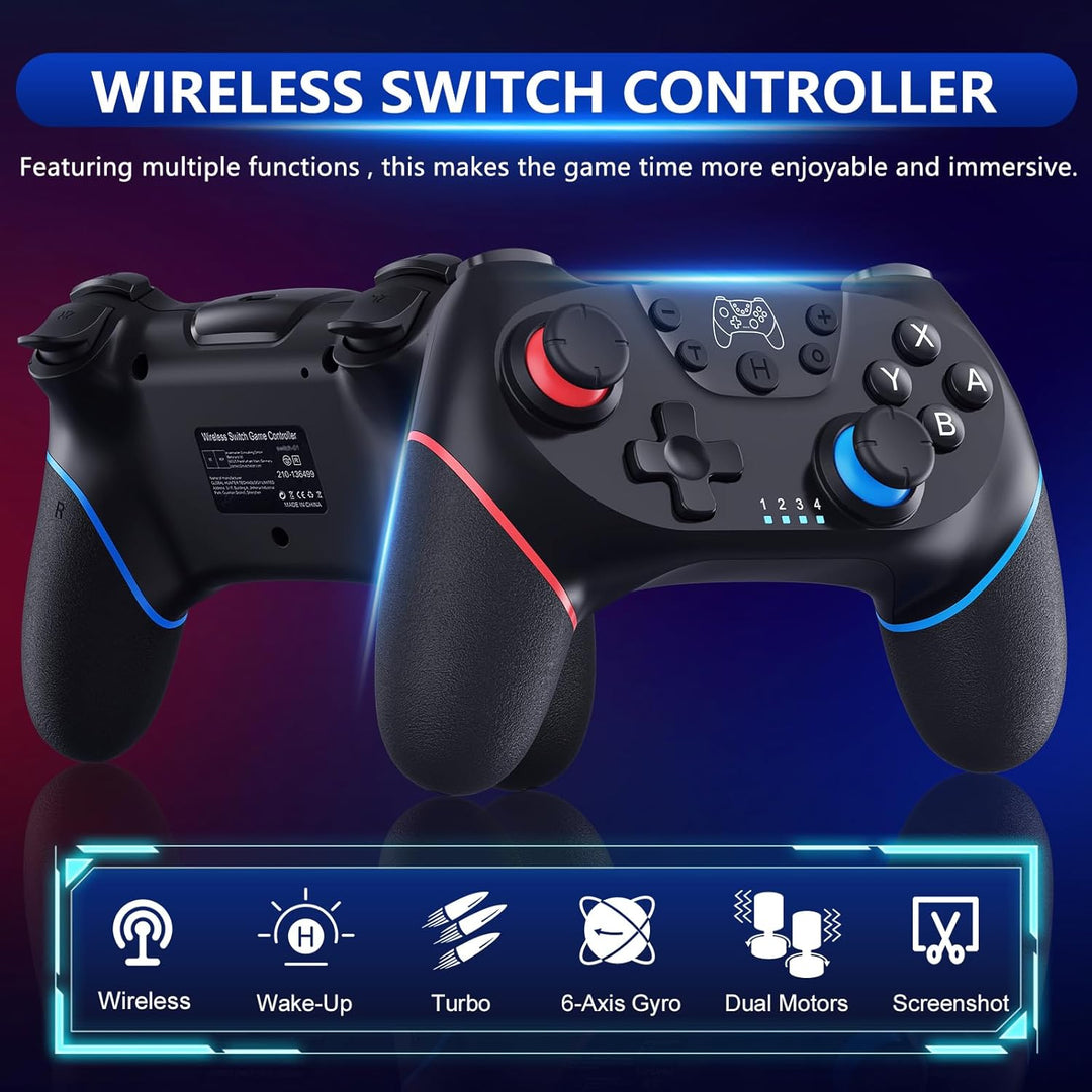 Side view of the ergonomic Nexora wireless Switch controller, optimized for long gaming sessions