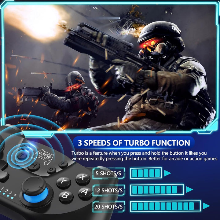 Top-down view of the Nexora wireless controller, showcasing its layout and Hall Effect advantages