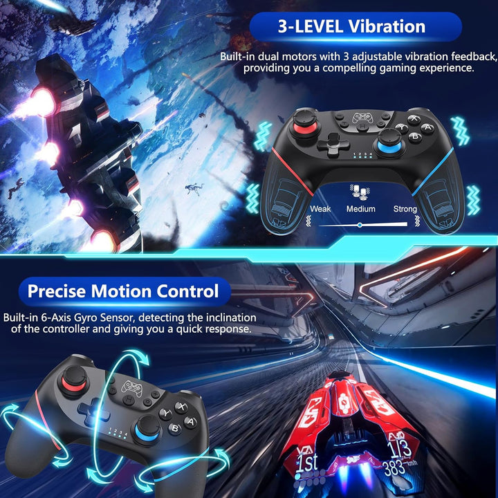Wireless Switch controller with Hall Effect technology, fast charging, and strong vibration feedback