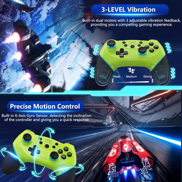 Black wireless Switch and PC gamepad by Nexora, offering precision Hall Effect joysticks