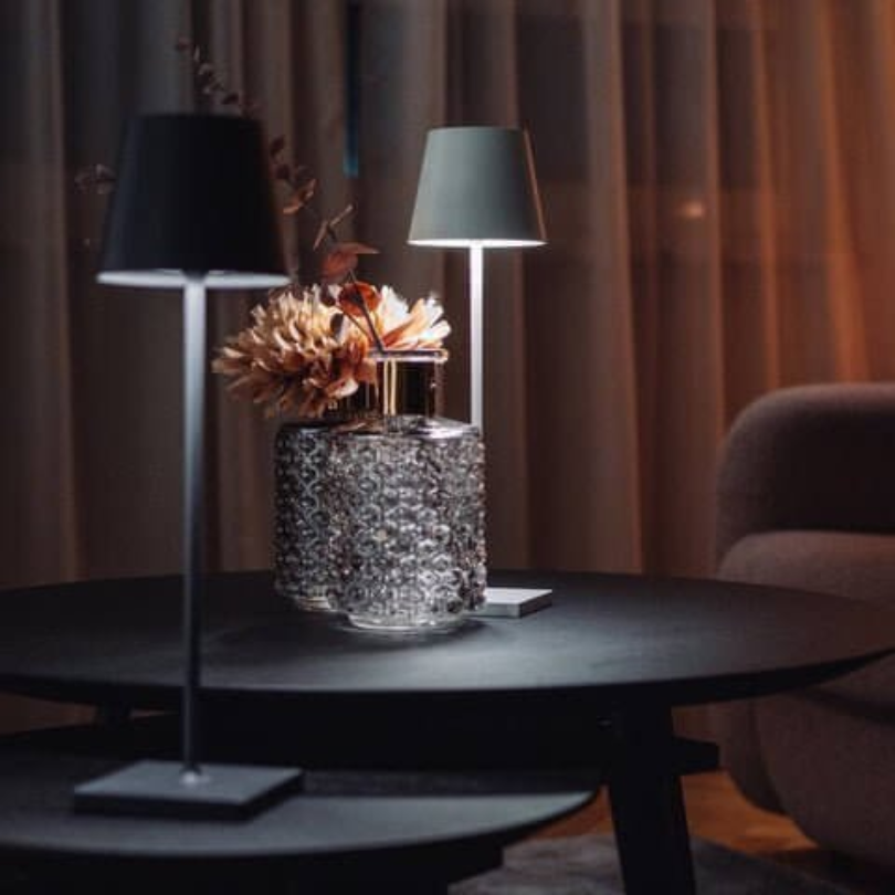 Touch-activated LED lamp, LumiFlex, for instant ambient light in any contemporary setting.