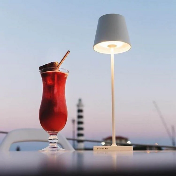 Modern touch lamp, LumiFlex, casting warm, comfortable LED light for any room's ambiance.