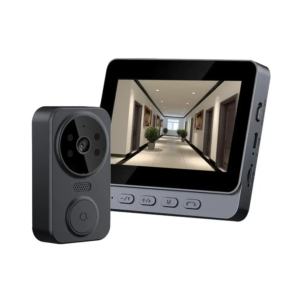 Wireless video doorbell 4.3" IPS screen, night vision for home security