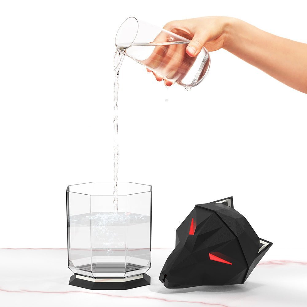 Modern wolf design desktop humidifier, with ambient LED night light, perfect for unique home decor.