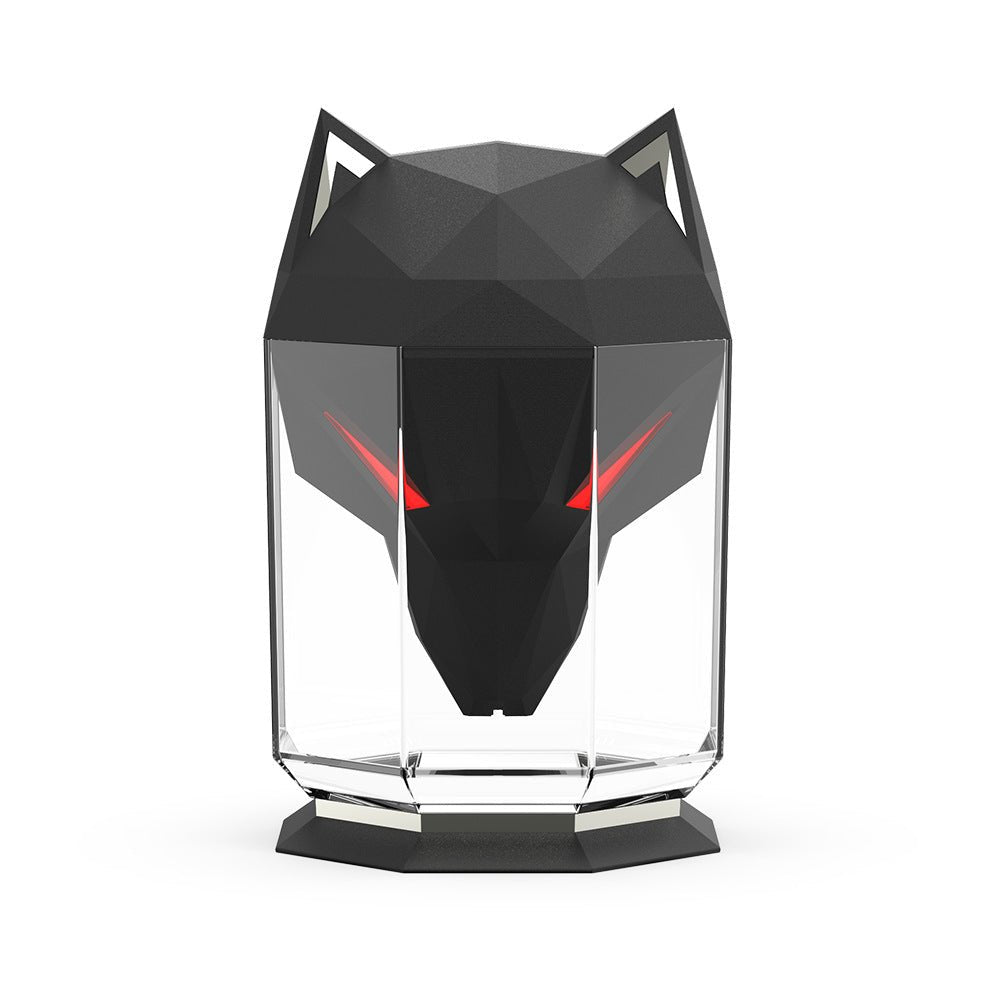 LupoMist cool mist humidifier, wolf design, enhances room comfort & air quality with soft LED night light.