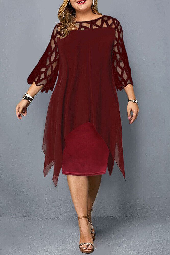 Stylish red wine midi dress, a comfortable women's casual dress perfect for travel & effortless style.