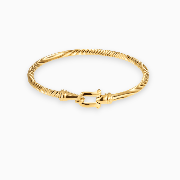 Women's 18K gold plated vintage coil bracelet, an elegant holiday fashion accessory.
