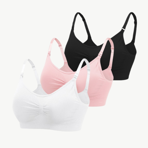 NurtureFit 3-pack seamless nursing bras for women. Soft, comfortable, and supportive for breastfeeding moms.
