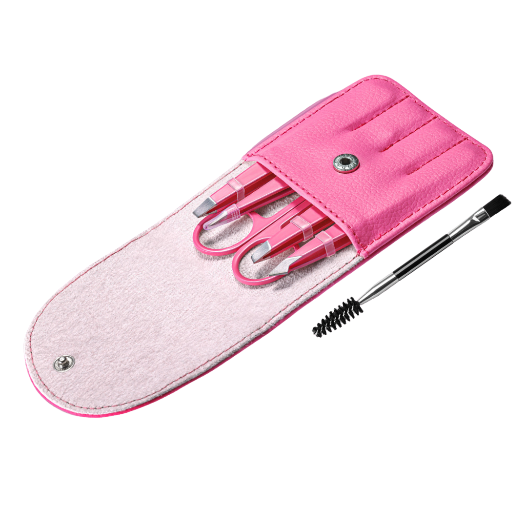 Women's travel-friendly eyebrow tweezer kit, featuring durable stainless steel tools