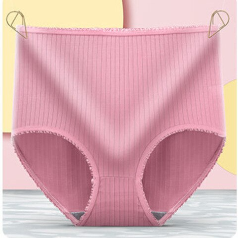 Side view of high-waisted leakproof underwear. 8-pack provides women with discreet, comfortable period protection.