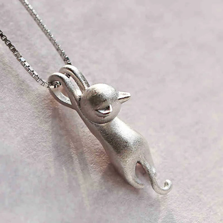 Chic 925 sterling silver cat necklace, featuring a playful kitty pendant. Great animal jewelry for women.
