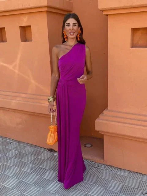 Flattering A-Line midi dress with knot front, ideal as a women's sleeveless formal or wedding guest outfit.