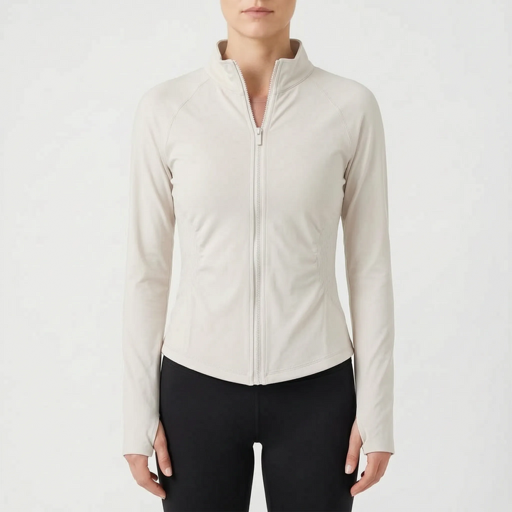 Women's fitness jacket, breathable. Stretch performance wear, perfect for layering during any activity.