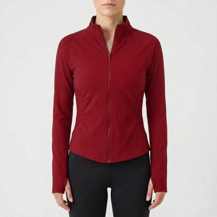 Women's athletic long sleeve top. Flexible, quick-dry, and ideal for running, gym, or casual active wear.