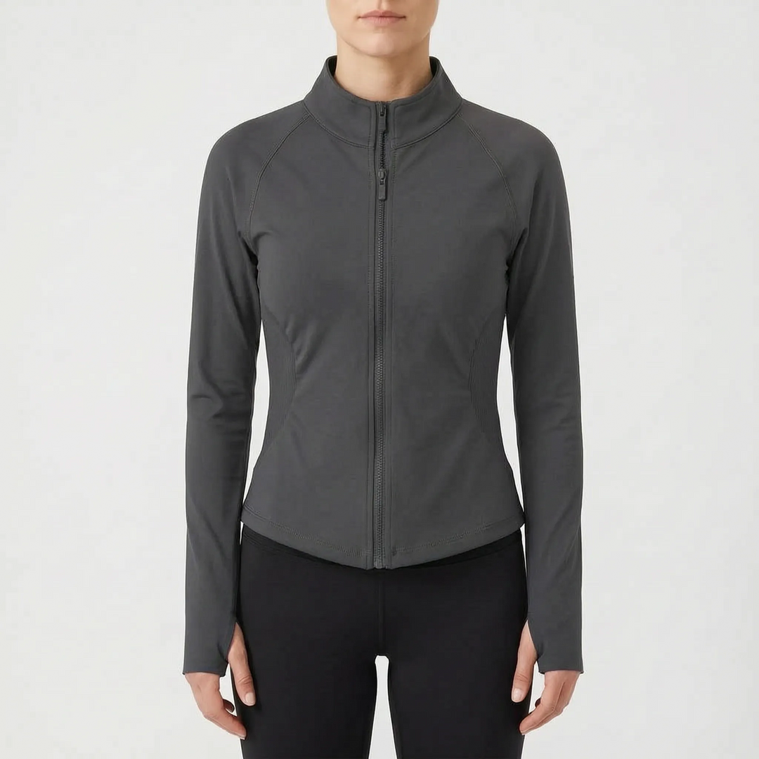 Comfortable women's stretch activewear jacket. Breathable fabric ensures freedom of movement during workouts.