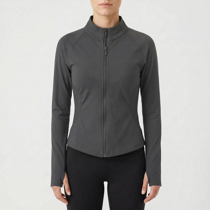 Comfortable women's stretch activewear jacket. Breathable fabric ensures freedom of movement during workouts.