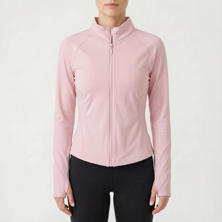 Women's sport jacket, long sleeve. Flexible, breathable, & quick-dry for optimal workout comfort.