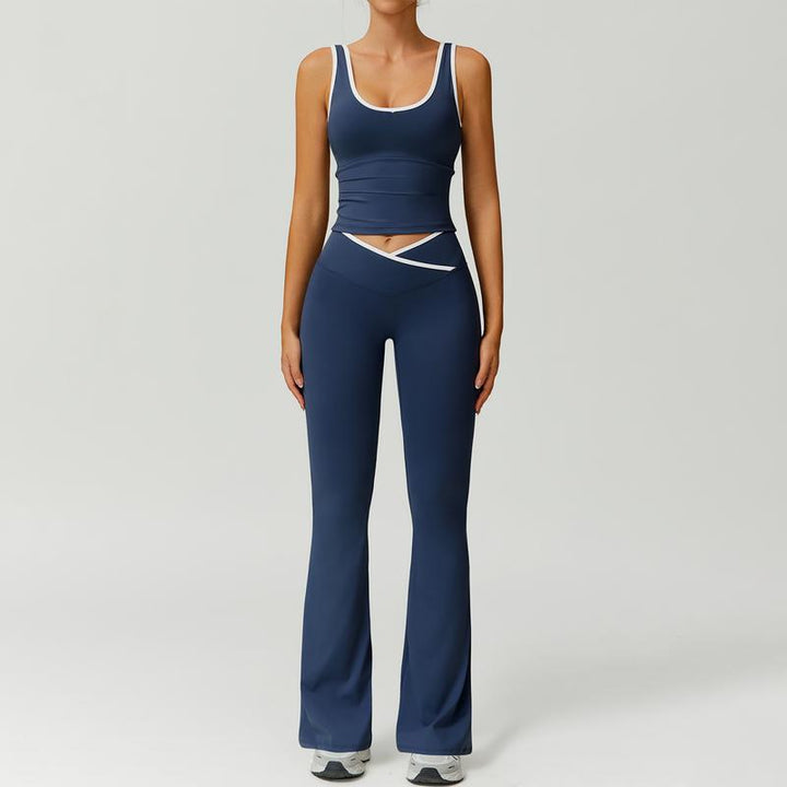 Fitness outfit: women's capri legging and sports bra set. Perfect for active women, stretchy & sculpting.
