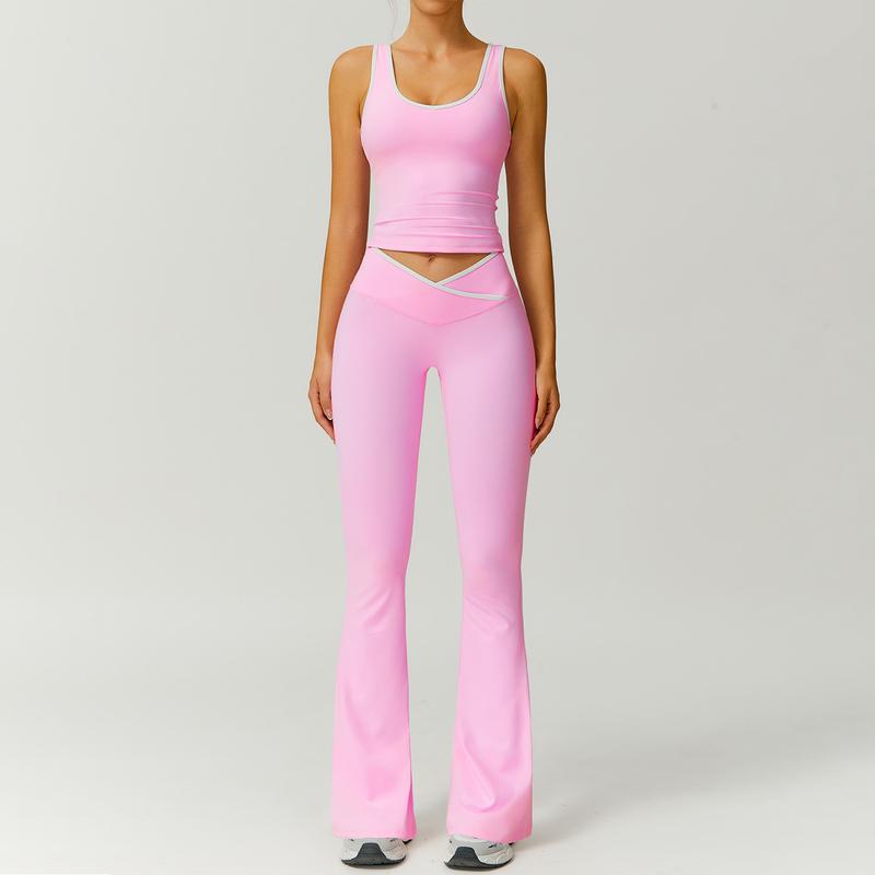 Sculpting women's workout set including capri leggings and a matching sports bra, ideal for fitness.