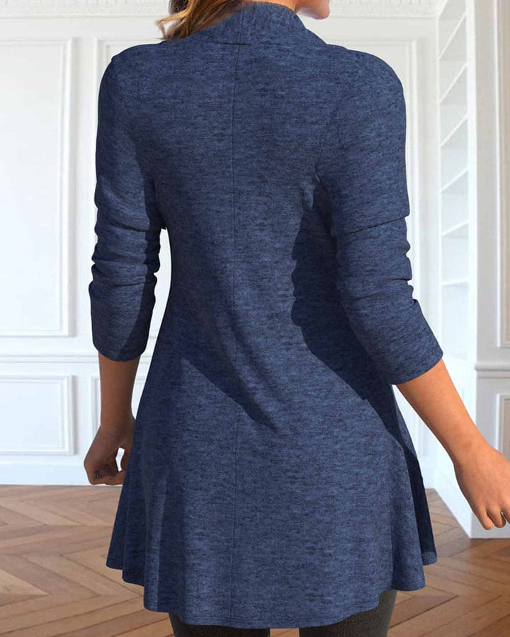 Elegant women's Adeline blouse featuring a square neckline & stylish patchwork pleated panels.