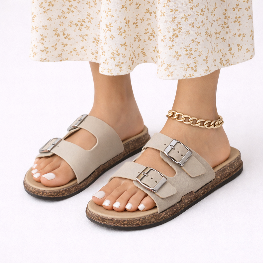 Stylish women's walking sandals. Adjustable double straps offer custom fit & everyday comfort for summer.