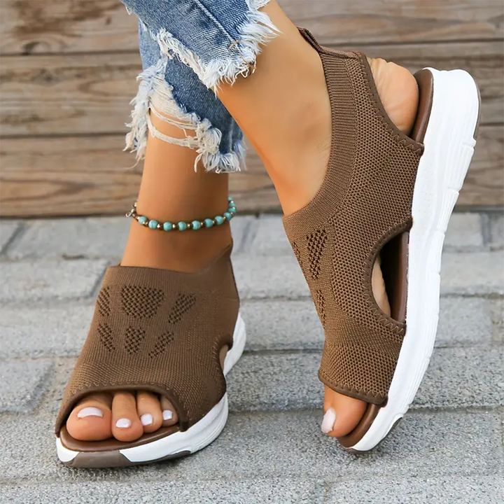 Modern women's adjustable orthopedic walking sandals, comfortable & supportive for summer outings.
