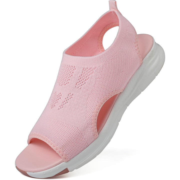 Full product shot: Women's adjustable orthopedic walking sandals, offering support & comfort for walks.