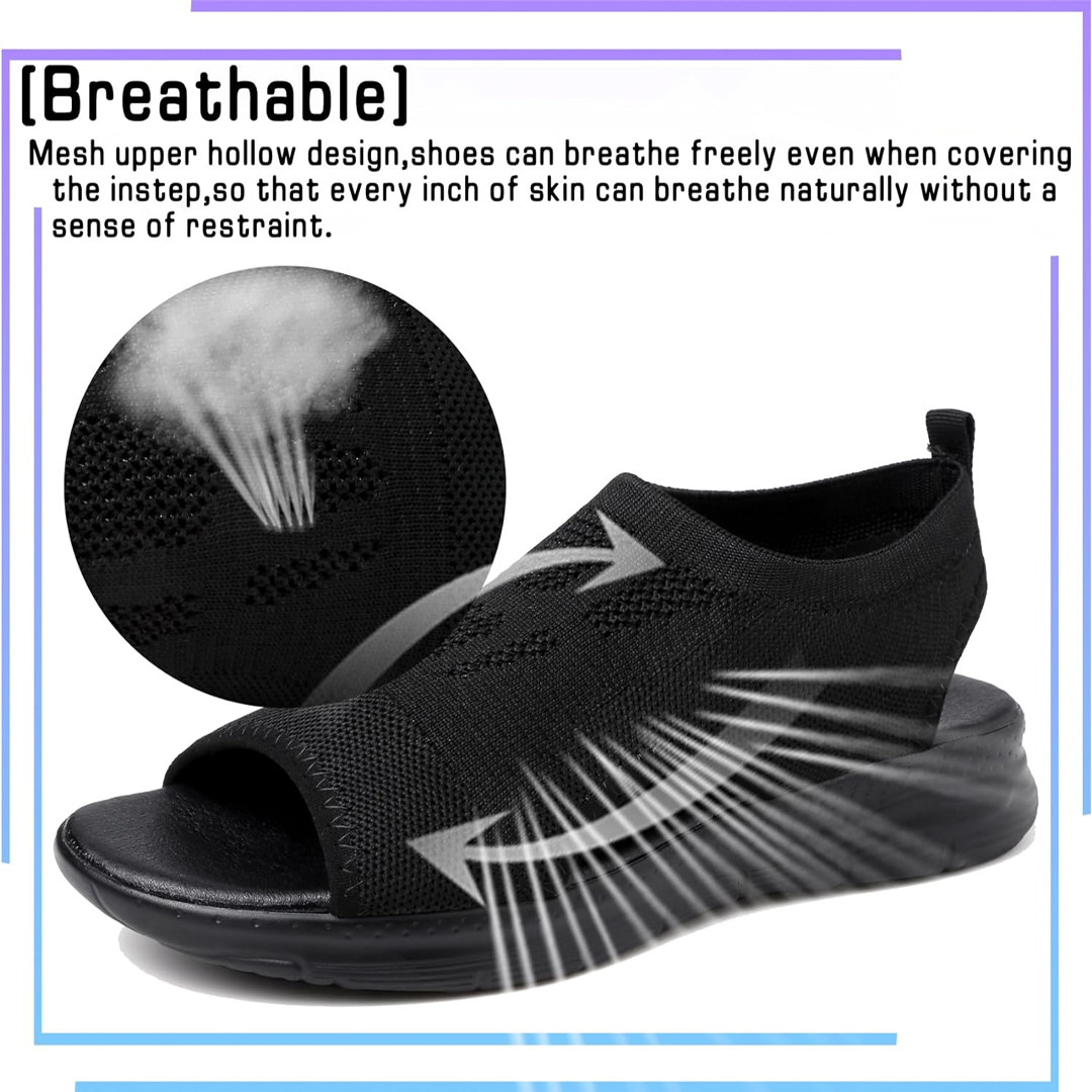 Comfortable women's walking sandals, non-slip, with arch support & adjustable straps for daily wear.