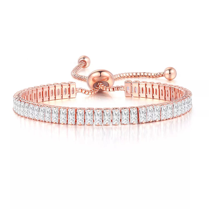 Women's adjustable rose gold bracelet, elegant fashion jewelry for versatile styling.