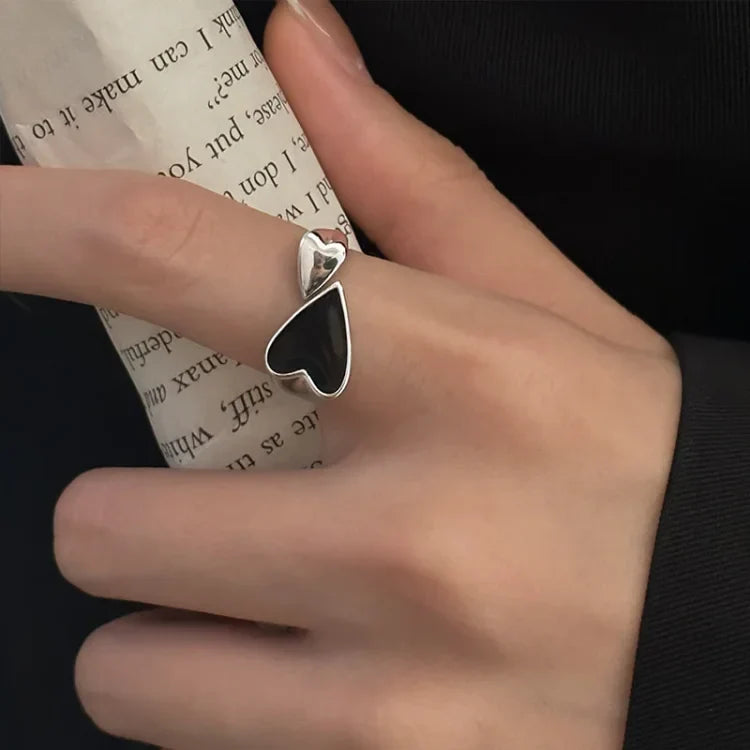 Symmetrical heart sterling silver adjustable ring for women, a beautiful and versatile fine jewelry gift.