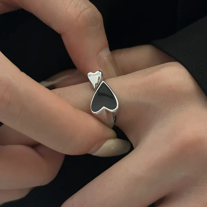 Delicate sterling silver heart ring, adjustable for women, a perfect romantic and fashionable accessory.