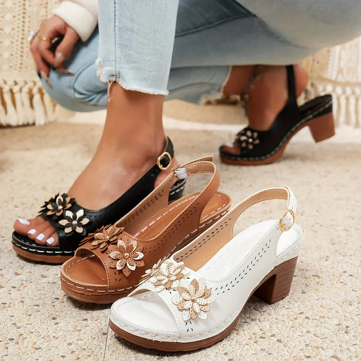 Women's adjustable strap sandals, showcasing a flexible sole designed for all-day comfort.