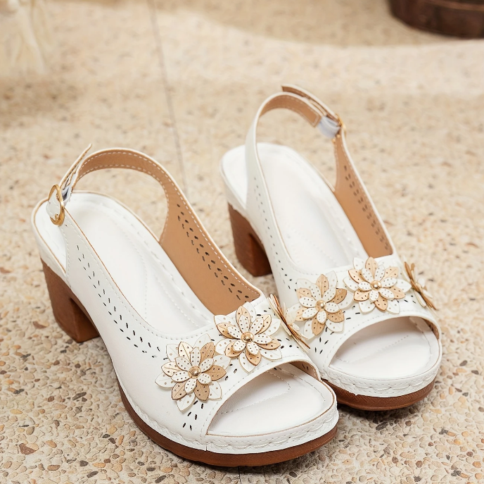 Side view of women's adjustable strap sandals, ensuring an easy fit for all-day comfort.