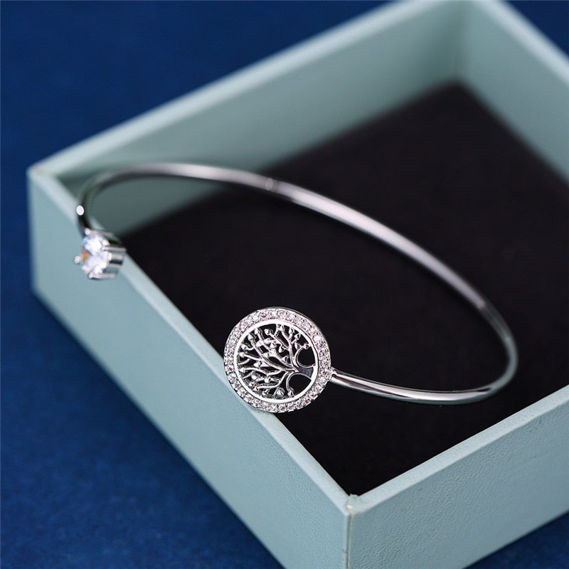 Everyday adjustable Tree of Life bracelet for women. Symbolic silver, rose gold or gold meaningful jewelry.
