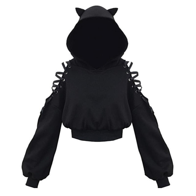 Women's Aida cat ear hoodie, a cozy and playful pullover perfect for cute casual wear. Unique animal ears style.