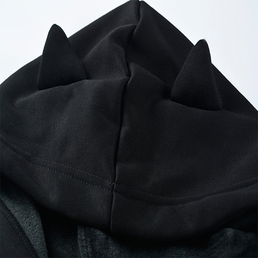 Cute women's long sleeve cat ear hoodie. Stylish streetwear pullover for a playful and comfy look.