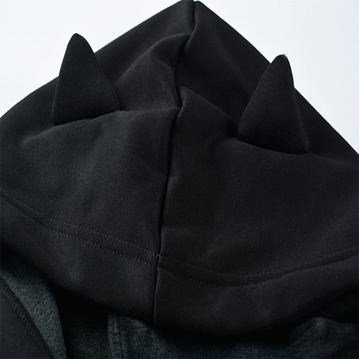 Cute women's long sleeve cat ear hoodie. Stylish streetwear pullover for a playful and comfy look.