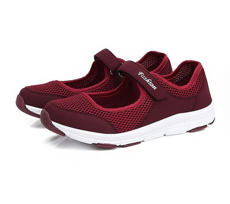 Women's AirFlow breathable mesh slip-on shoes, black. Perfect for everyday casual comfort.