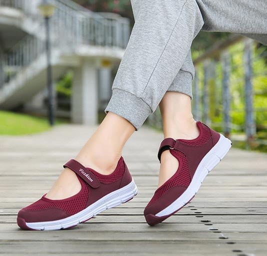Pair of AirFlow women's casual slip-on shoes, ready for breathable, lightweight everyday comfort and style.